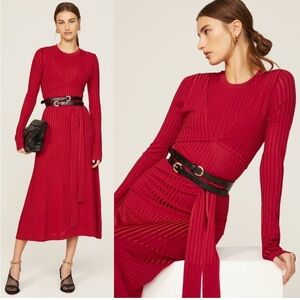 Altuzarra Masika Midi Ribbed Wrap Dress in Burnt Red Long Sleeve Size 38 (US6)